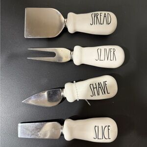 Rae Dunn White Cheese Knives Set